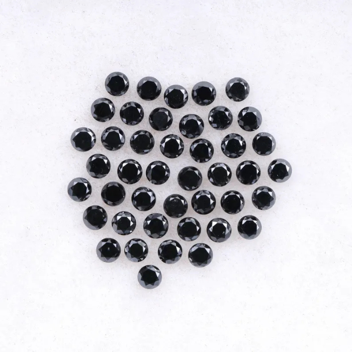 1.5 MM Enhanced Black Round Brilliant Cut Melee Diamonds - Minimal Carbon