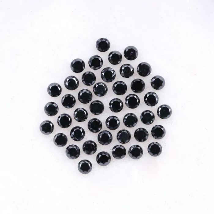1.5 MM Enhanced Black Round Brilliant Cut Melee Diamonds - Minimal Carbon