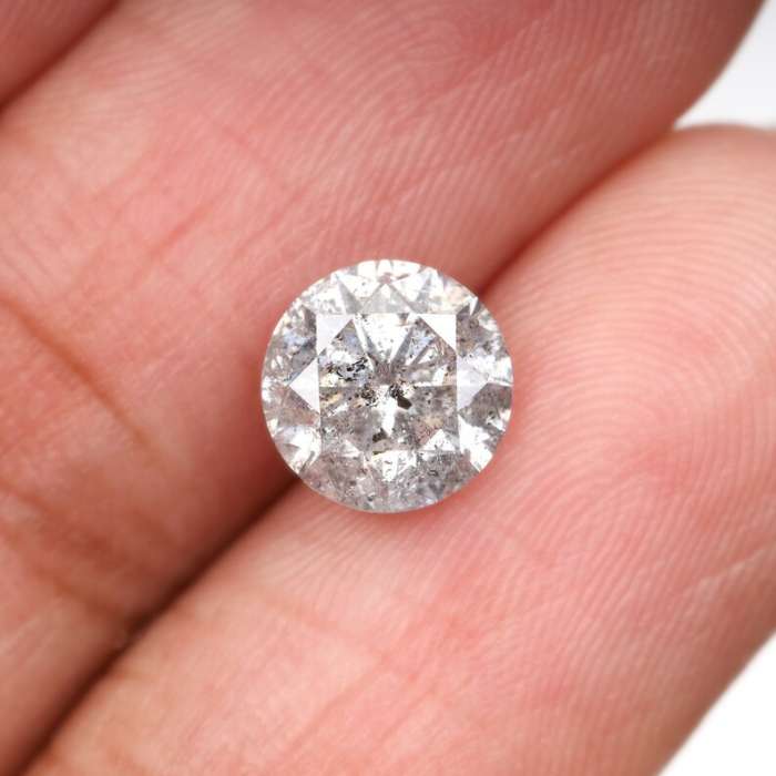 salt and pepper round brilliant cut diamond   