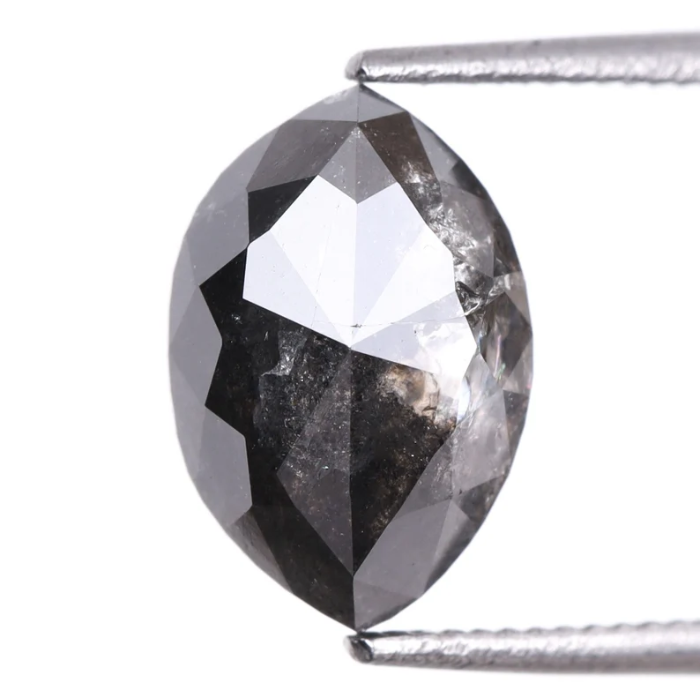1.61 CT Marquise Cut Loose Natural Salt And Pepper Diamond - Minimal Carbon