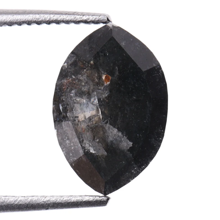 1.61 CT Marquise Cut Loose Natural Salt And Pepper Diamond - Minimal Carbon