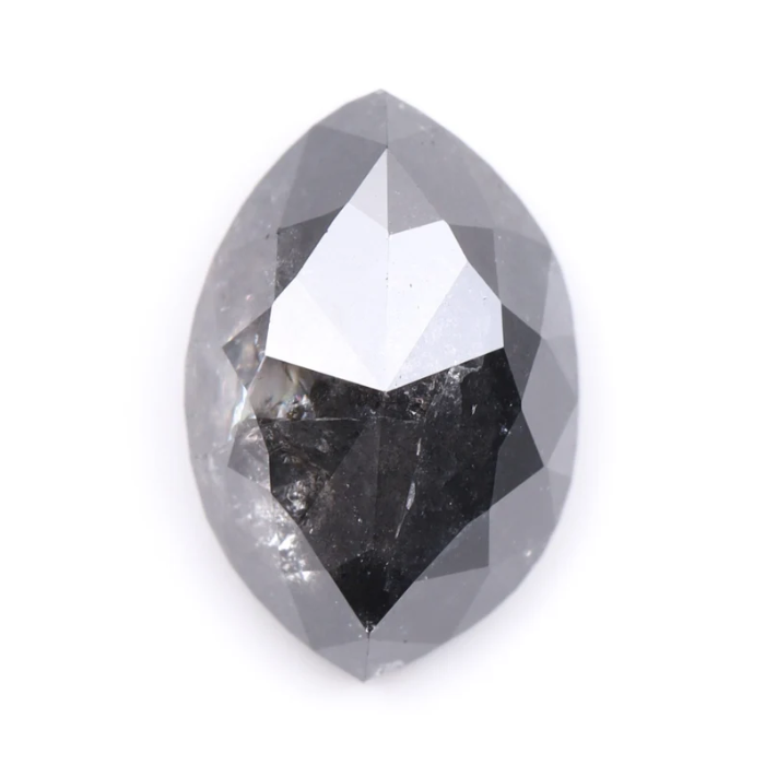 1.61 CT Marquise Cut Loose Natural Salt And Pepper Diamond - Minimal Carbon