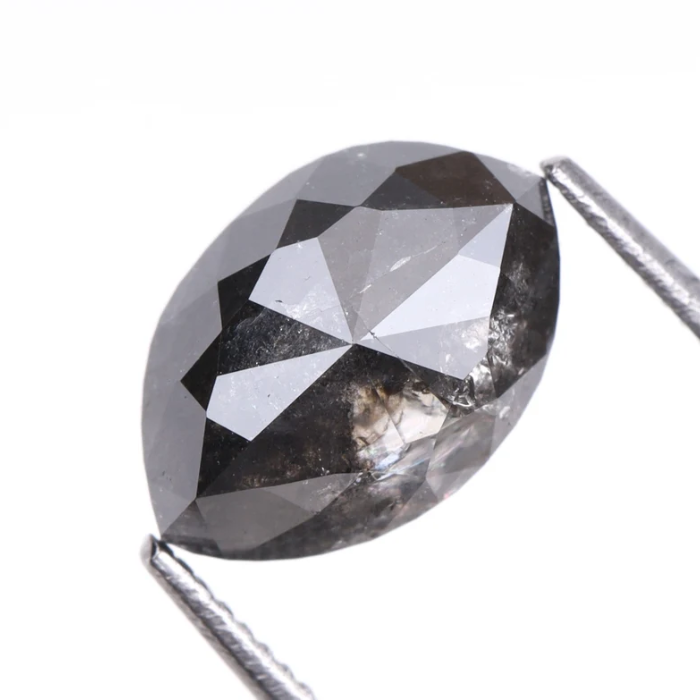 1.61 CT Marquise Cut Loose Natural Salt And Pepper Diamond - Minimal Carbon
