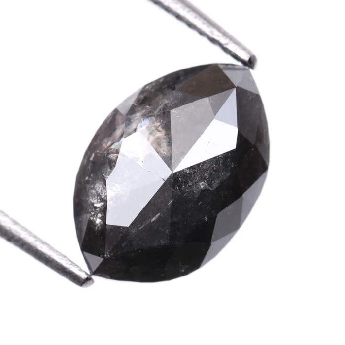 1.61 CT Marquise Cut Loose Natural Salt And Pepper Diamond - Minimal Carbon