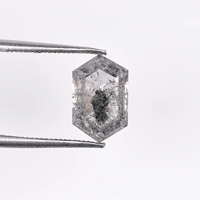 1.64 CT, Hexagon Cut Salt & Pepper Diamond Loose
