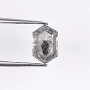 1.64 CT, Hexagon Cut Salt & Pepper Diamond Loose - Minimal Carbon