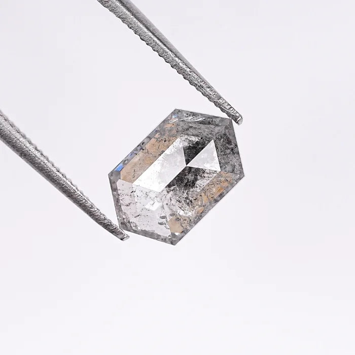 1.64 CT, Hexagon Cut Salt & Pepper Diamond Loose