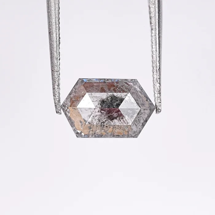1.64 CT, Hexagon Cut Salt & Pepper Diamond Loose