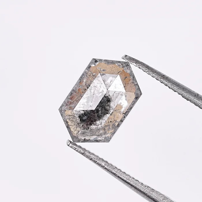 1.64 CT, Hexagon Cut Salt & Pepper Diamond Loose