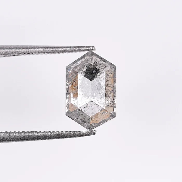 1.64 CT, Hexagon Cut Salt & Pepper Diamond Loose