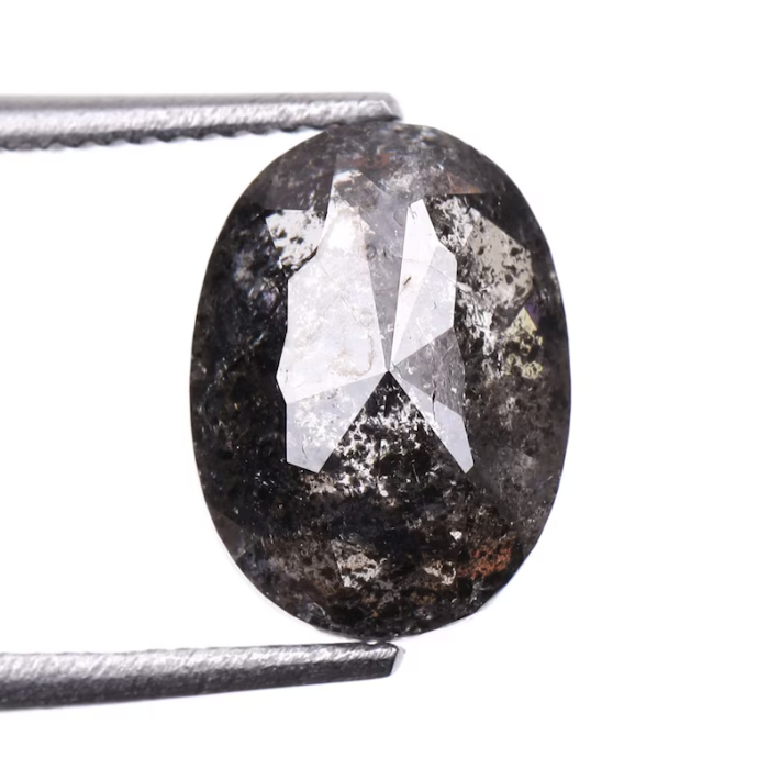 1.65 CT Oval Cut Salt and Pepper Natural Loose Diamond