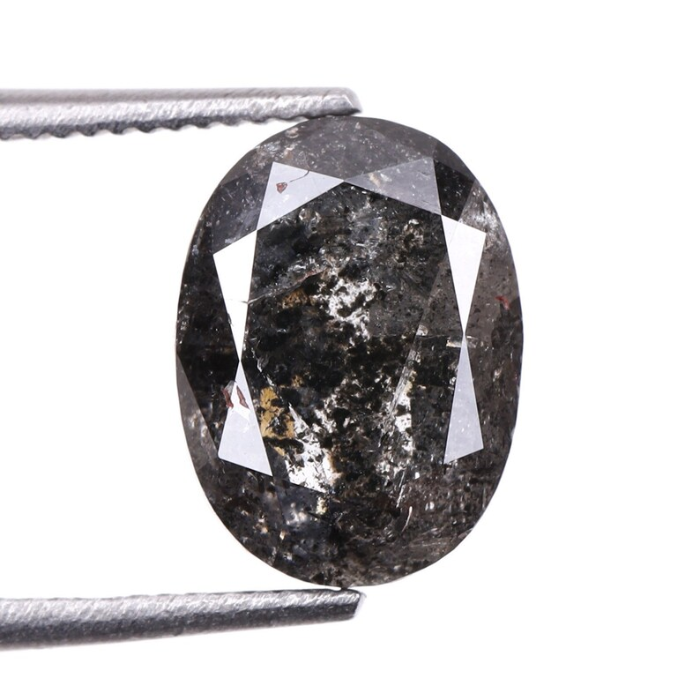 1.65 CT Oval Cut Salt and Pepper Natural Loose Diamond