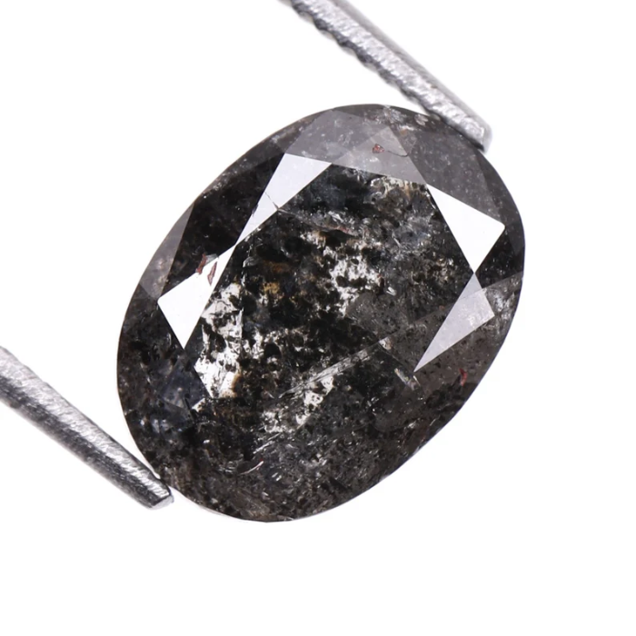 1.65 CT Oval Cut Salt and Pepper Natural Loose Diamond
