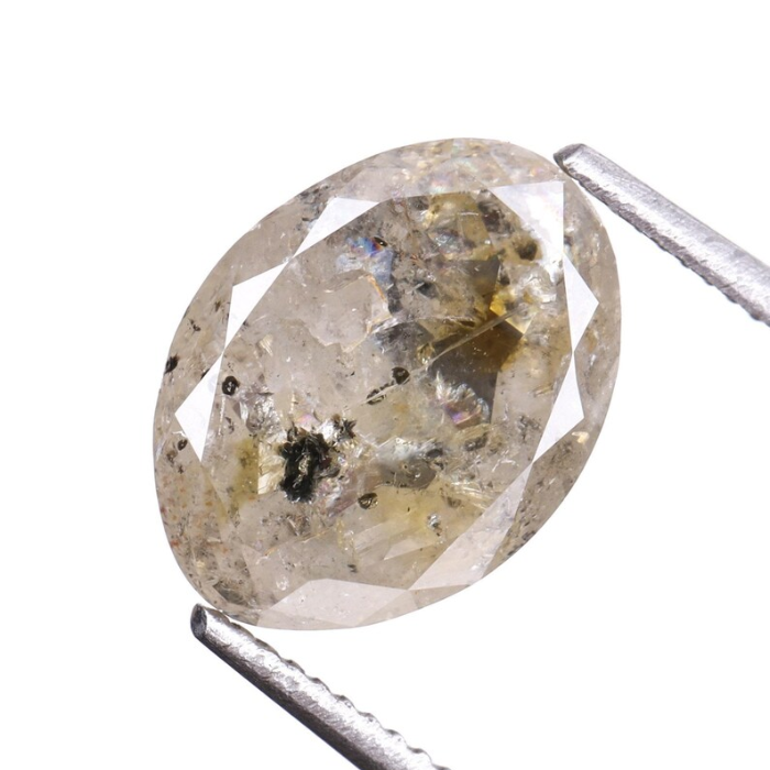 1.73 CT Oval Cut Salt and Pepper Natural Loose Diamond - Minimal Carbon