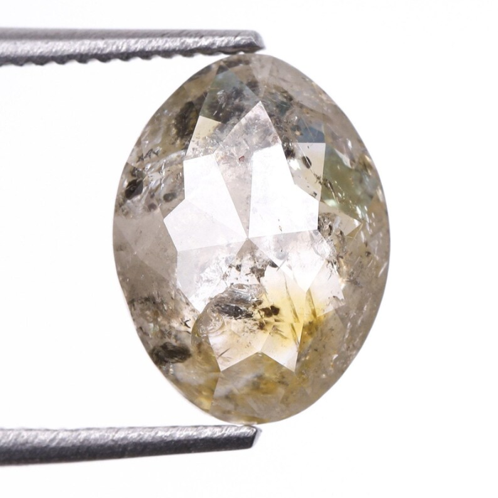1.73 CT Oval Cut Salt and Pepper Natural Loose Diamond - Minimal Carbon