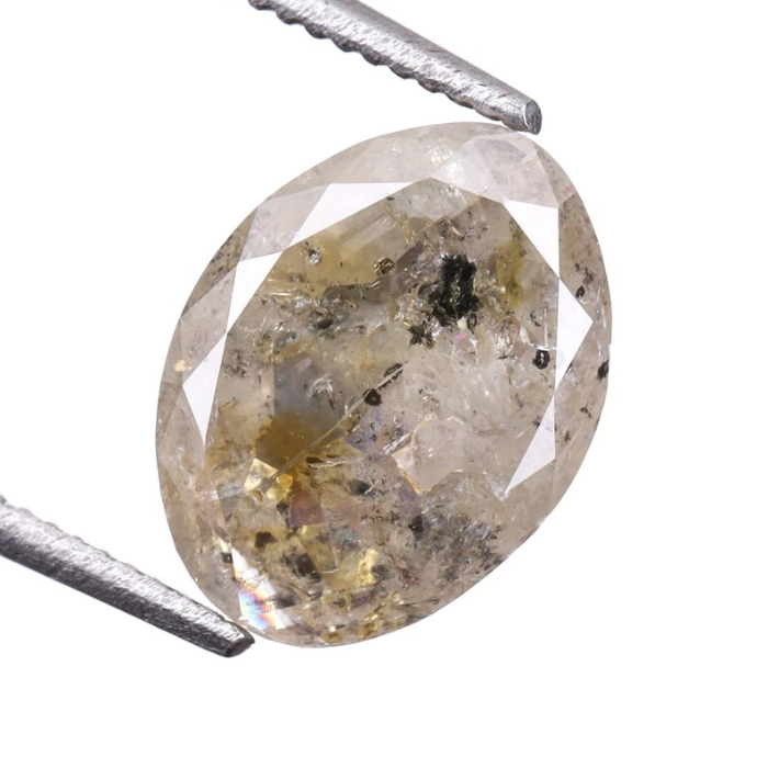 1.73 CT Oval Cut Salt and Pepper Natural Loose Diamond - Minimal Carbon