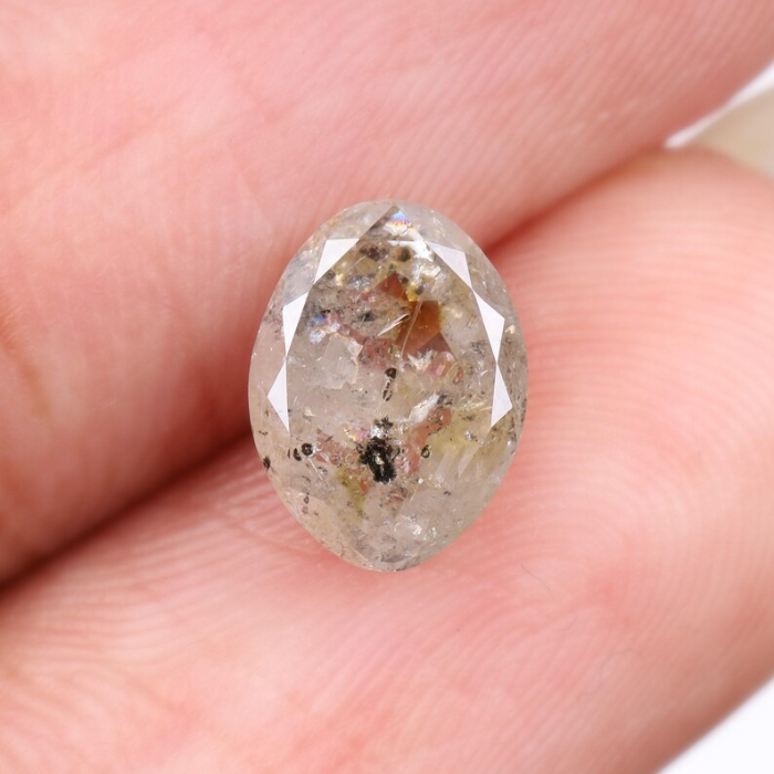 1.73 CT Oval Cut Salt and Pepper Natural Loose Diamond - Minimal Carbon