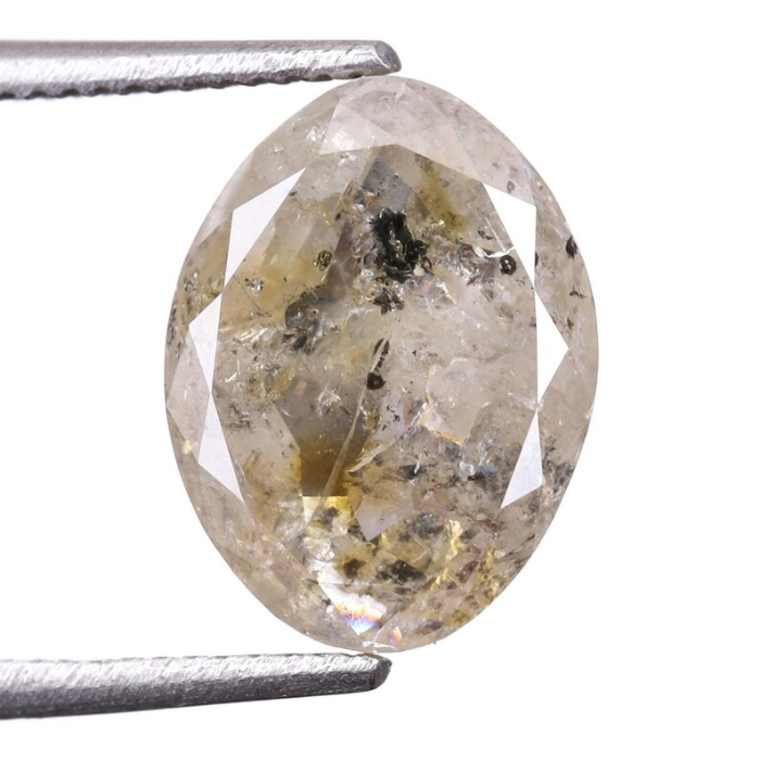 1.73 CT Oval Cut Salt and Pepper Natural Loose Diamond - Minimal Carbon