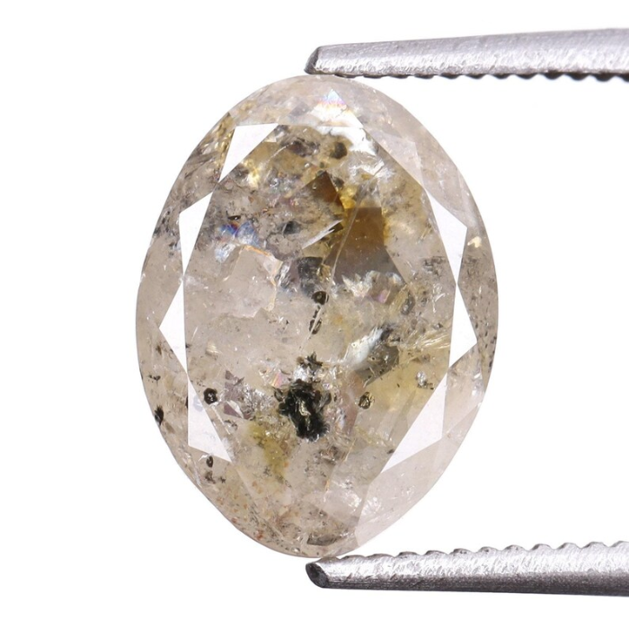 1.73 CT Oval Cut Salt and Pepper Natural Loose Diamond - Minimal Carbon