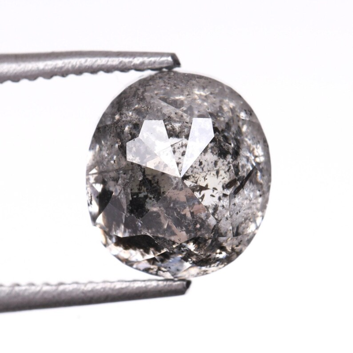 1.74 CT Oval Cut Natural Loose Salt and Pepper Diamond