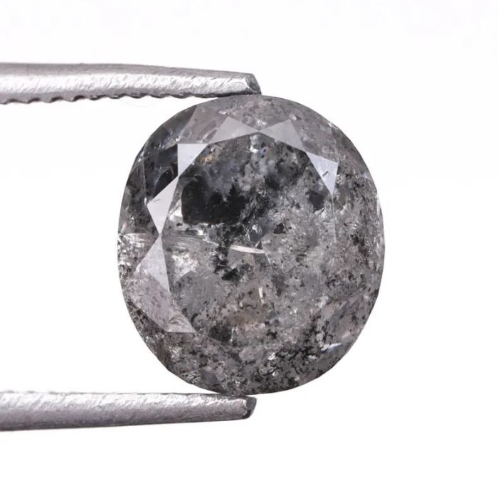 1.74 CT Oval Cut Natural Loose Salt and Pepper Diamond