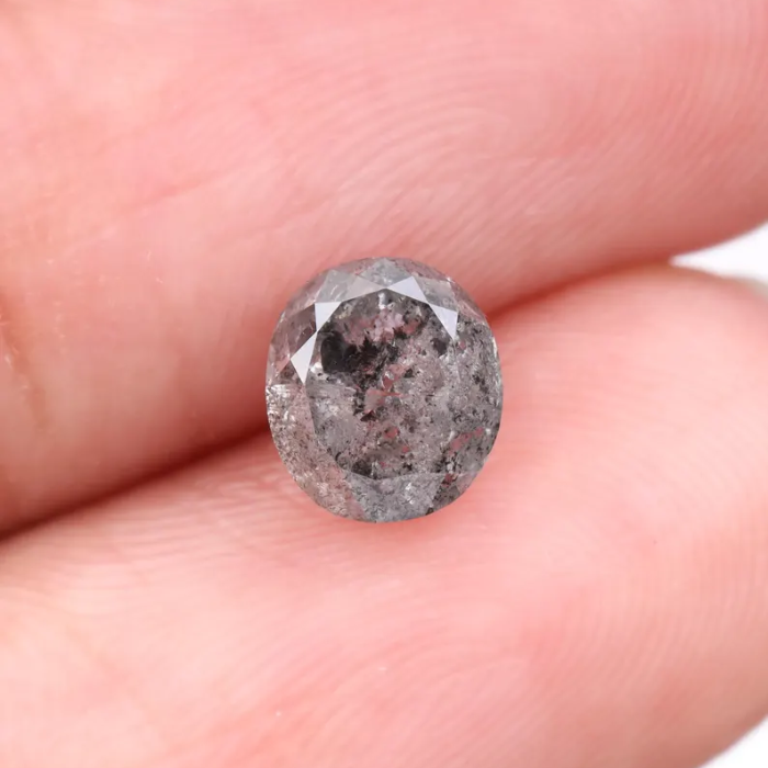 1.74 CT Oval Cut Natural Loose Salt and Pepper Diamond
