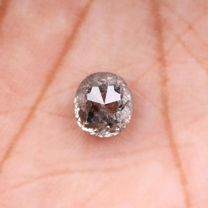 1.74 CT Oval Cut Natural Loose Salt and Pepper Diamond