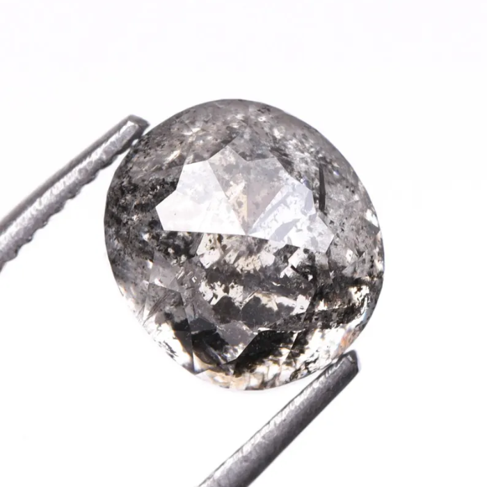 1.74 CT Oval Cut Natural Loose Salt and Pepper Diamond