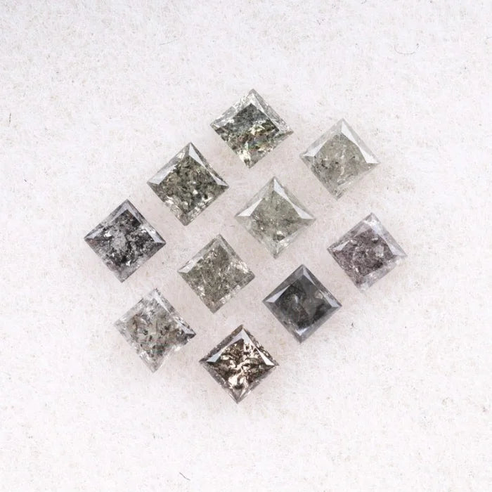 1.75 MM Princess Cut Salt And Pepper Melee Diamond