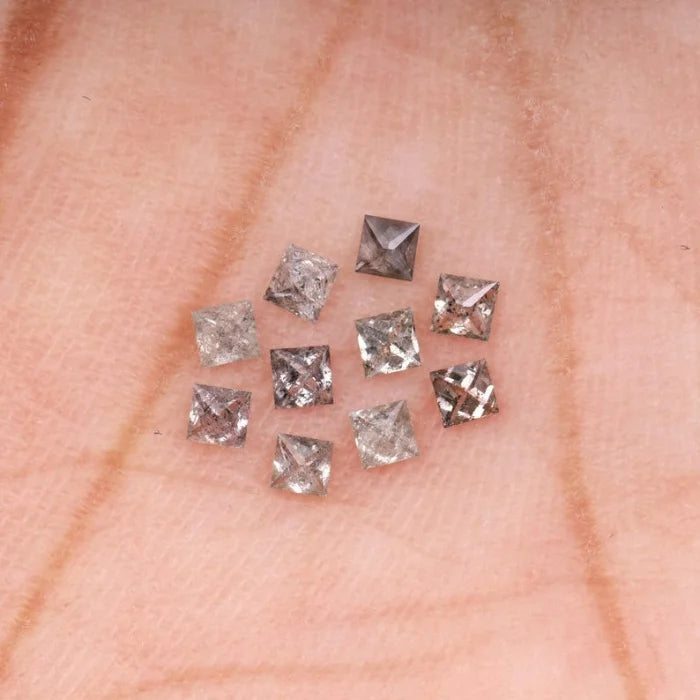 1.75 MM Princess Cut Salt And Pepper Melee Diamond