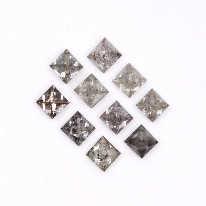 1.75 MM Princess Cut Salt And Pepper Melee Diamond