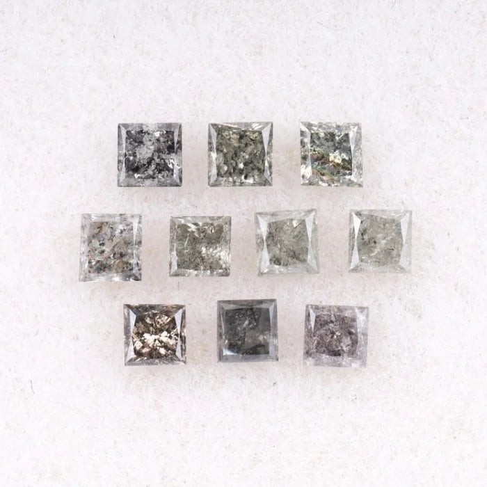 1.75 MM Princess Cut Salt And Pepper Melee Diamond