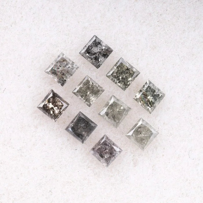1.75 MM Princess Cut Salt And Pepper Melee Diamond