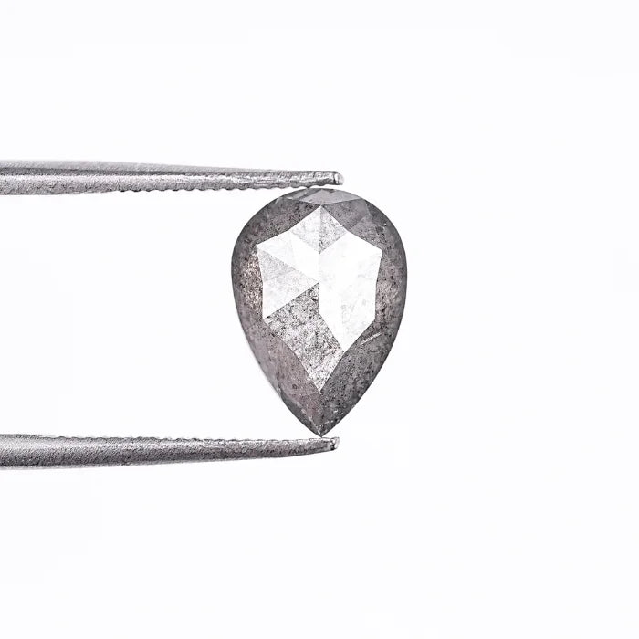 1.88 CT Pear Rose Cut Natural Salt & Pepper Loose Diamond