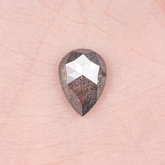 1.88 CT Pear Rose Cut Natural Salt & Pepper Loose Diamond
