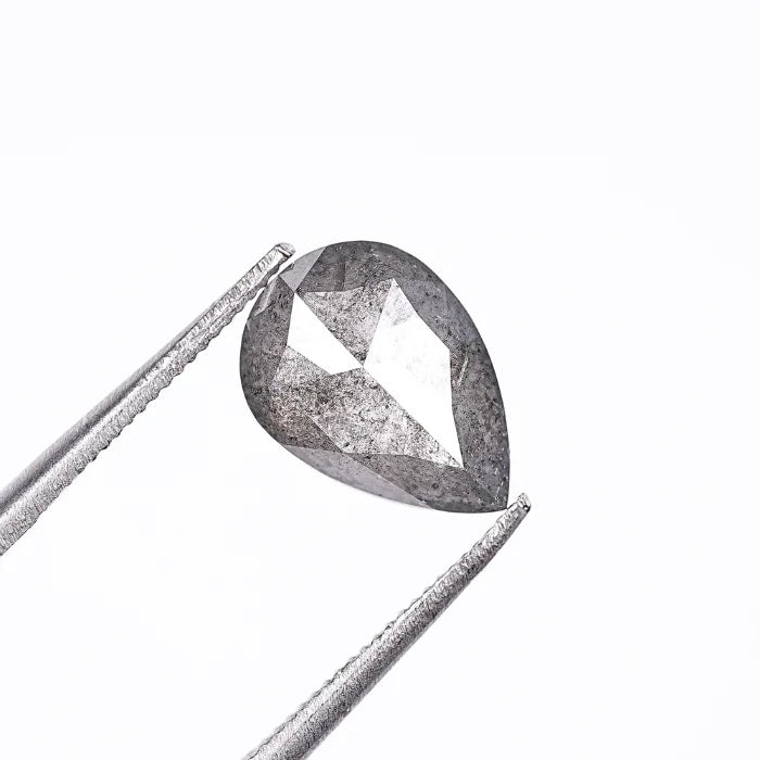 1.88 CT Pear Rose Cut Natural Salt & Pepper Loose Diamond