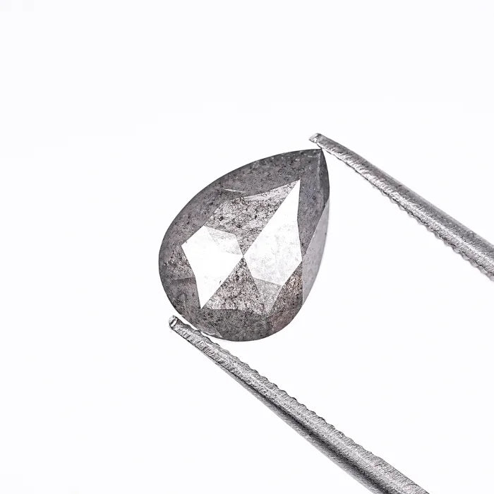 1.88 CT Pear Rose Cut Natural Salt & Pepper Loose Diamond
