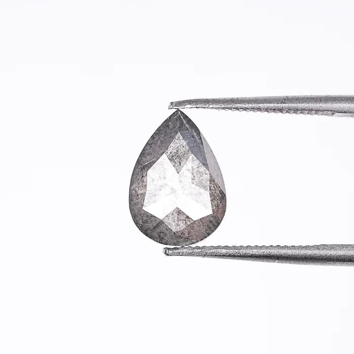 1.88 CT Pear Rose Cut Natural Salt & Pepper Loose Diamond
