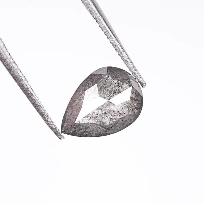1.88 CT Pear Rose Cut Natural Salt & Pepper Loose Diamond