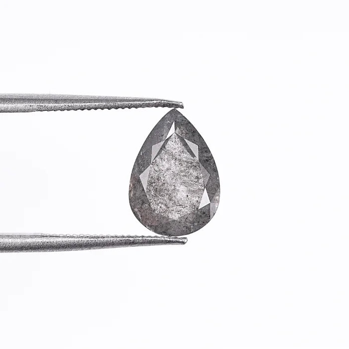 1.88 CT Pear Rose Cut Natural Salt & Pepper Loose Diamond