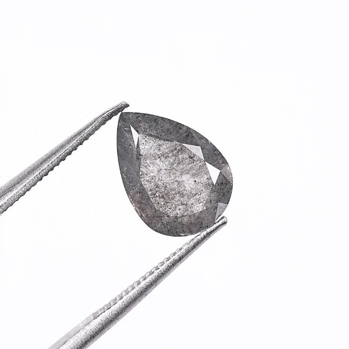 1.88 CT Pear Rose Cut Natural Salt & Pepper Loose Diamond