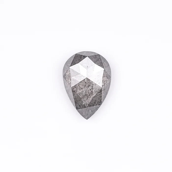 1.88 CT Pear Rose Cut Natural Salt & Pepper Loose Diamond