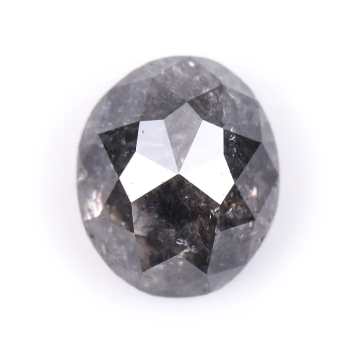 1.95 CT Oval Cut Salt and Pepper Natural Diamond - Minimal Carbon