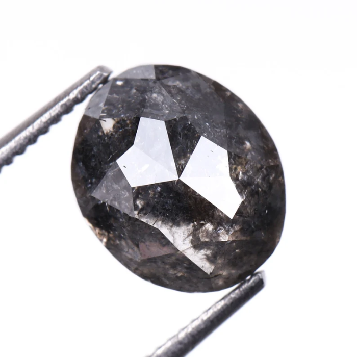 1.95 CT Oval Cut Salt and Pepper Natural Diamond - Minimal Carbon