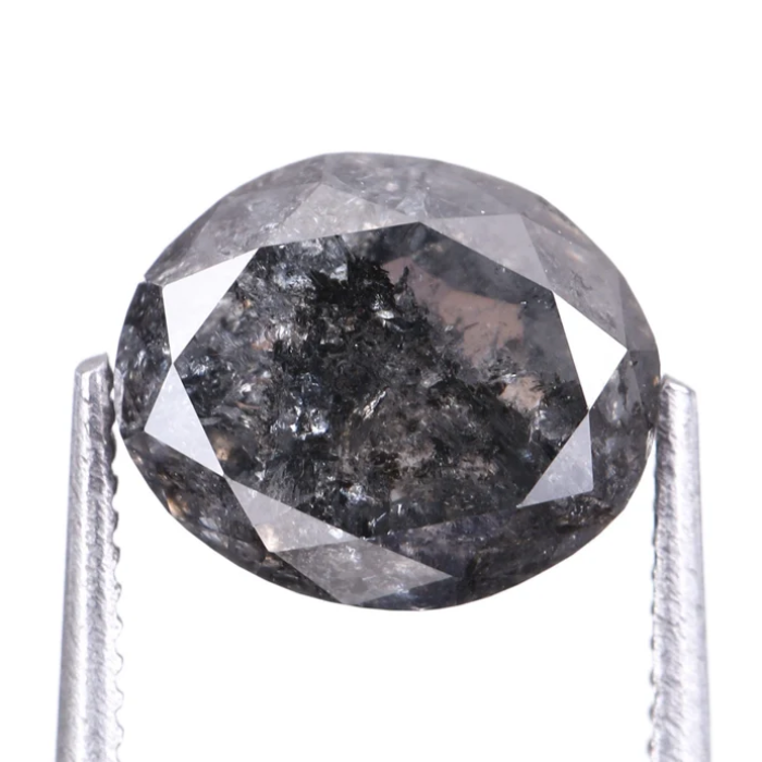 1.95 CT Oval Cut Salt and Pepper Natural Diamond - Minimal Carbon