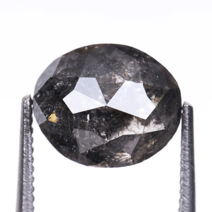 1.95 CT Oval Cut Salt and Pepper Natural Diamond - Minimal Carbon