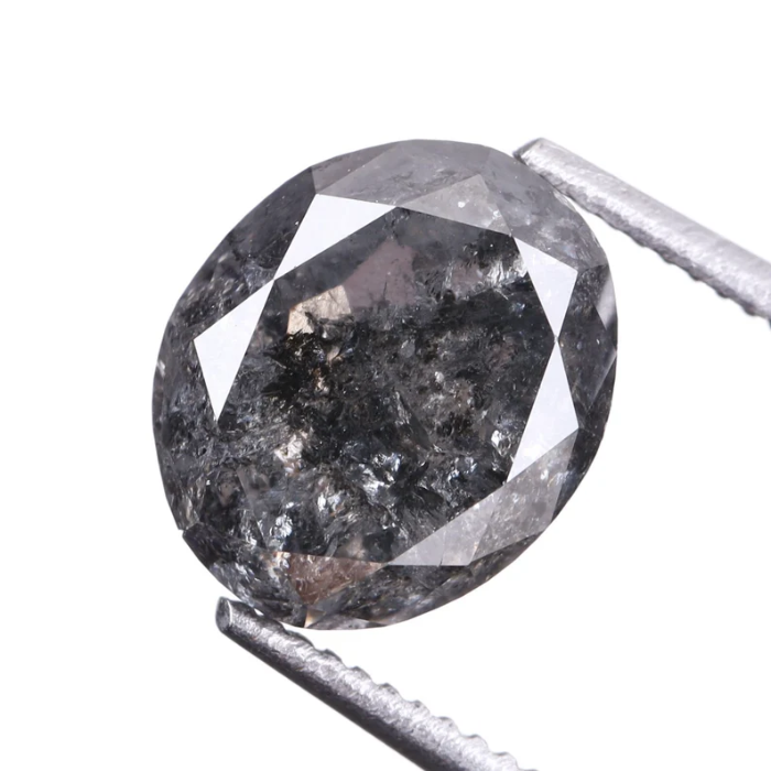 1.95 CT Oval Cut Salt and Pepper Natural Diamond - Minimal Carbon