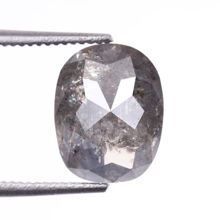 1.98 CT Oval Cut Salt and Pepper Earth Mined Diamond - Minimal Carbon