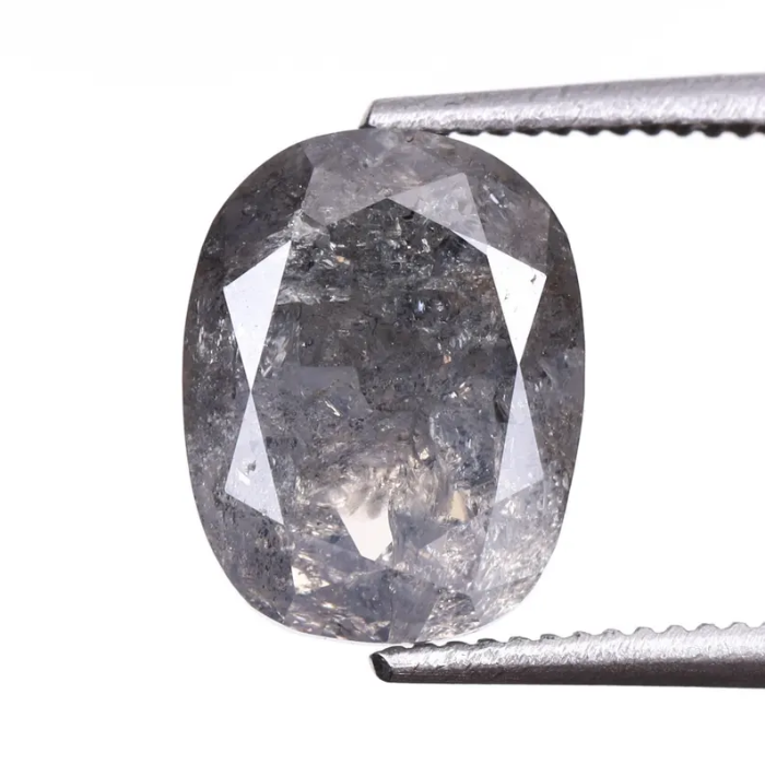 1.98 CT Oval Cut Salt and Pepper Earth Mined Diamond - Minimal Carbon
