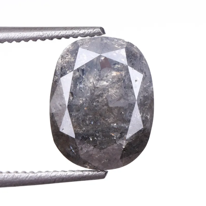 1.98 CT Oval Cut Salt and Pepper Earth Mined Diamond - Minimal Carbon